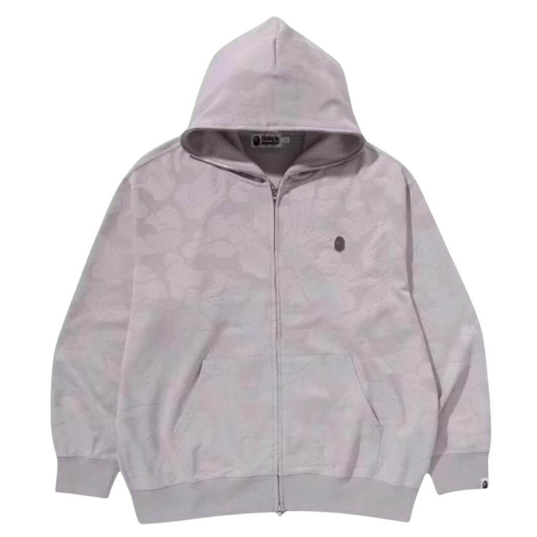 BAPE SOLID CAMO JACQUARD ONE POINT ZIP UP HOODIE GREY – ONE OF A KIND