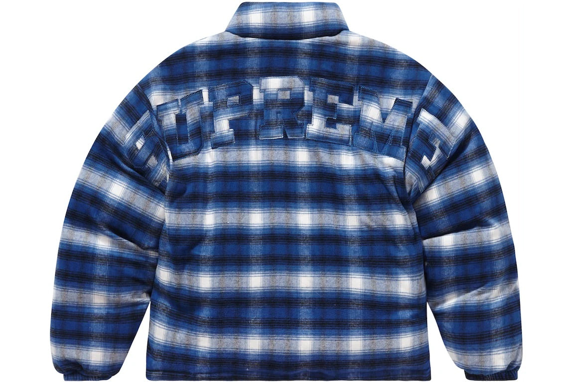 SUPREME FLANNEL REVERSIBLE PUFFER JACKET BLUE – ONE OF A KIND
