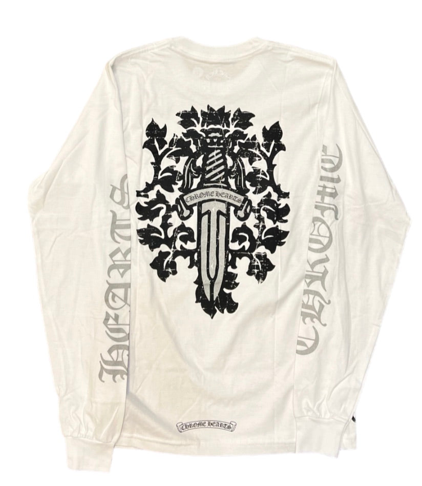 トップス Chrome Hearts Dagger Thermal Long Tee M Chrome Hearts Dagger Logo White Waffle Thermal Long Sleeve Tee