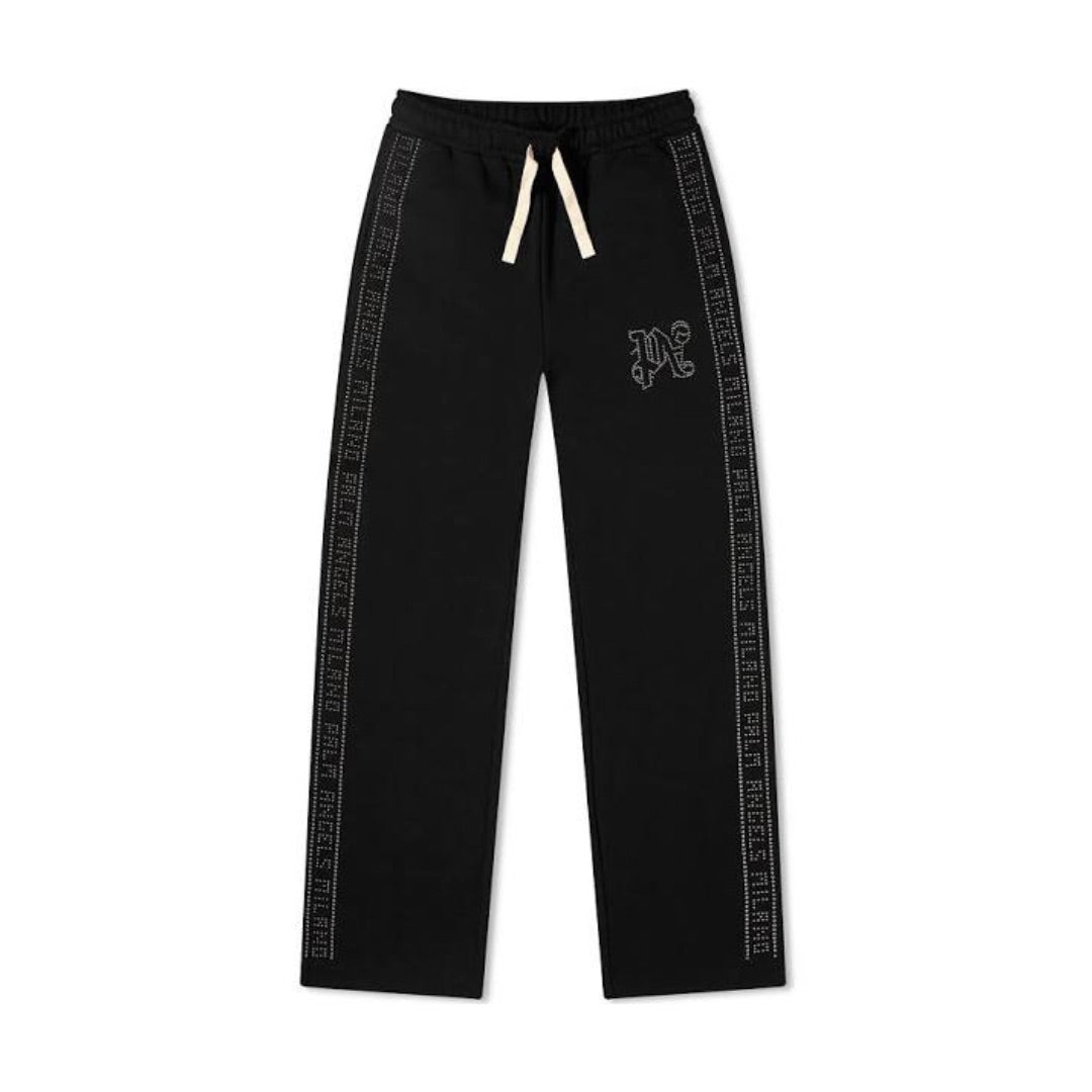 PALM ANGELS STUDDED SWEATPANTS BLACK