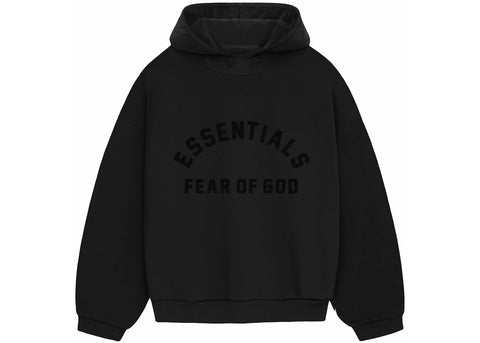 ESSENTIALS FOG NYLON FLEECE HOODIE JET BLACK