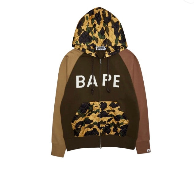 BAPE 1ST CAMO FULL ZIP HOODIE KHAKI