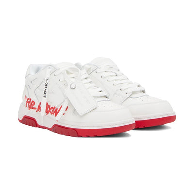 OFF WHITE OUT OF OFFICE "FOR WALKING" SNEAKERS WHITE / RED