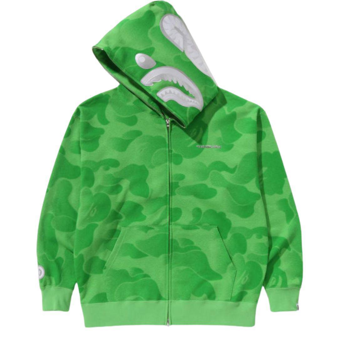 BAPE INK CAMO SHARK FULL ZIP HOODIE APPLE GREEN – ONE OF A KIND
