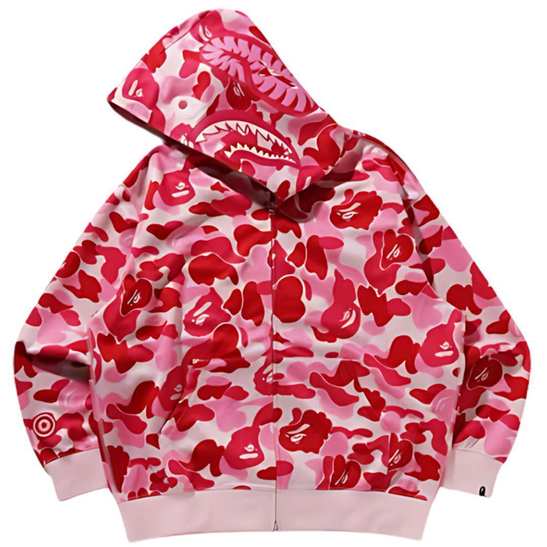 BAPE ABC CAMO SHARK FULL ZIP HOODIE PINK SS25 – ONE OF A KIND