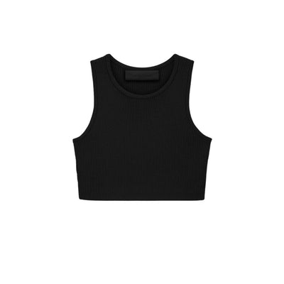 ESSENTIALS WOMENS RIBBED SPORTS TANK TOP JET BLACK
