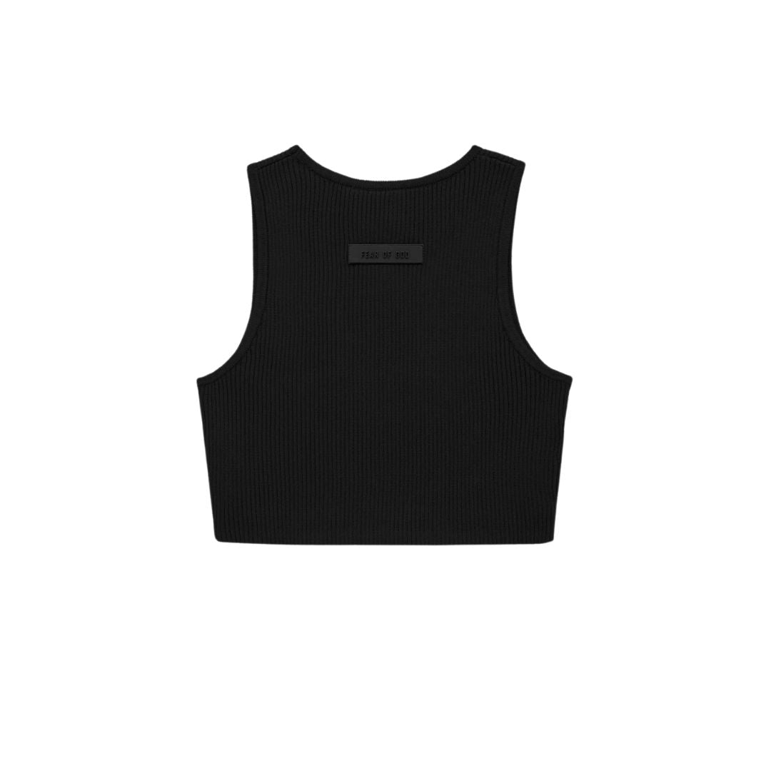 ESSENTIALS WOMENS RIBBED SPORTS TANK TOP JET BLACK