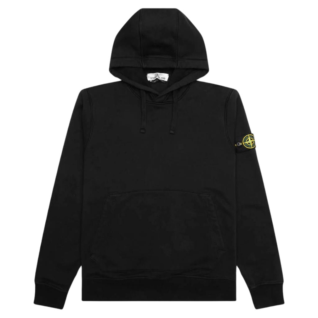 STONE ISLAND LOGO PATCH HOODIE BLACK
