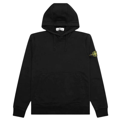 STONE ISLAND LOGO PATCH HOODIE BLACK