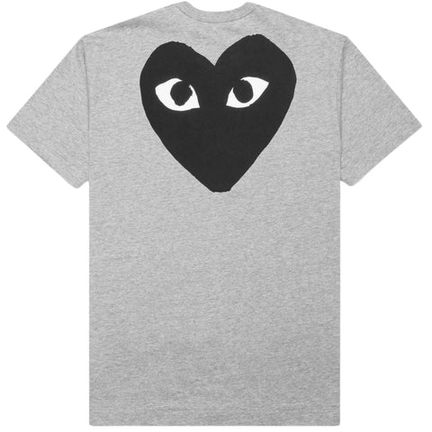 COMME DES GARÇONS PLAY SMALL TEXT BLACK HEART T-SHIRT GREY