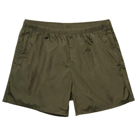 OUR LEGACY DRAPE TECH SWIM TRUNKS OLIVE