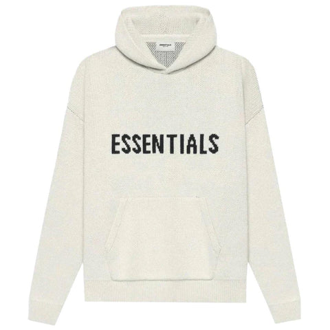 ESSENTIALS FOG KNIT HOODIE CREAM SS21