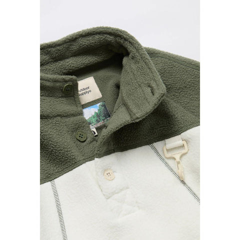 RCOS SHERPA FLEECE COLLARED JACKET OFF WHITE/GREEN