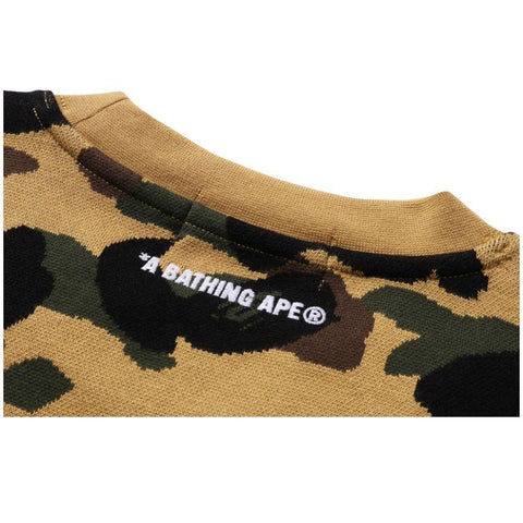 BAPE 1ST CAMO KNIT COLLEGE CREWNECK YELLOW