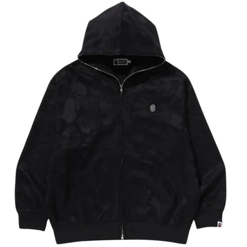 BAPE SOLID CAMO JACQUARD ONE POINT ZIP UP HOODIE BLACK