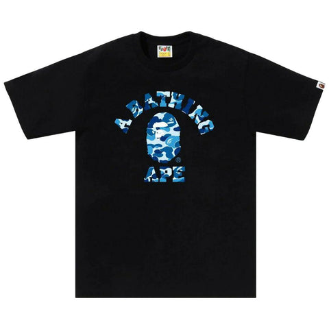 BAPE ABC CAMO COLLEGE T-SHIRT BLACK/BLUE SS25