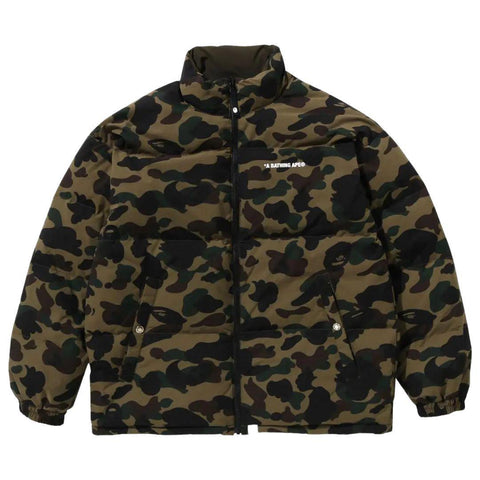 BAPE 1ST CAMO REVERSIBLE DOWN JACKET KHAKI GREEN