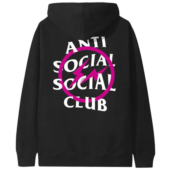 ANTI SOCIAL SOCIAL CLUB X FRAGMENT PINK BOLT HOODIE BLACK – ONE OF