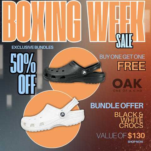 CROCS CLASSIC BLACK+WHITE BOGO