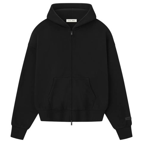 ESSENTIALS CLOTHING ESSENTIALS FOG CLASSIC FIT ZIP UP HOODIE JET BLACK METALLIC SS25