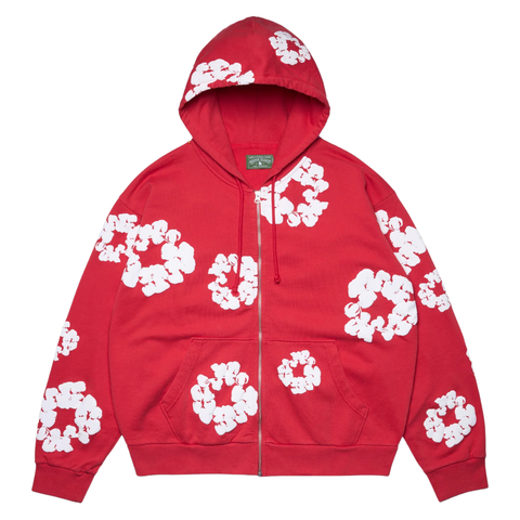 DENIM TEARS CLOTHING DENIM TEARS COTTON WREATH ZIP HOODIE RED