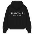 ESSENTIALS CLOTHING ESSENTIALS FOG CLASSIC FIT ZIP UP HOODIE JET BLACK SS25