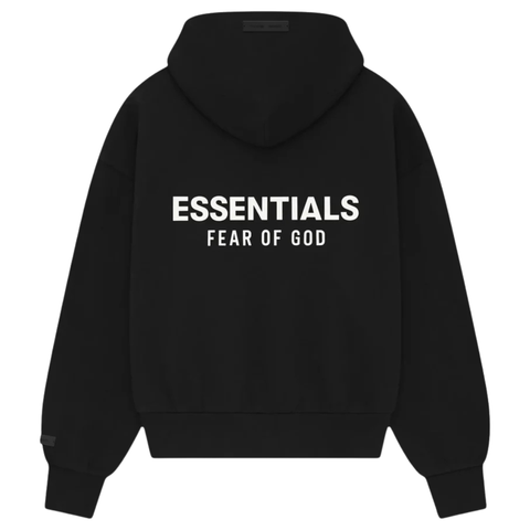 ESSENTIALS CLOTHING ESSENTIALS FOG CLASSIC FIT ZIP UP HOODIE JET BLACK SS25