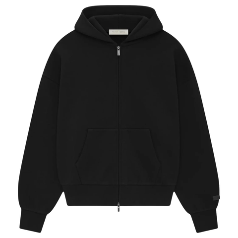 ESSENTIALS CLOTHING ESSENTIALS FOG CLASSIC FIT ZIP UP HOODIE JET BLACK SS25