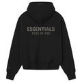 ESSENTIALS CLOTHING ESSENTIALS FOG CLASSIC FIT ZIP UP HOODIE JET BLACK METALLIC SS25