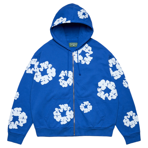 DENIM TEARS CLOTHING DENIM TEARS COTTON WREATH ZIP HOODIE BLUE