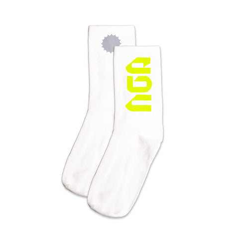 EBC PERFORMANCE CREW SOCKS WHITE/NEON GREEN