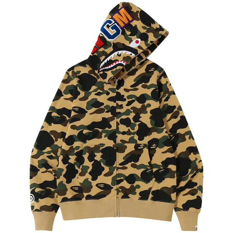 BAPE 1ST CAMO SHARK FULL ZIP HOODIE YELLOW