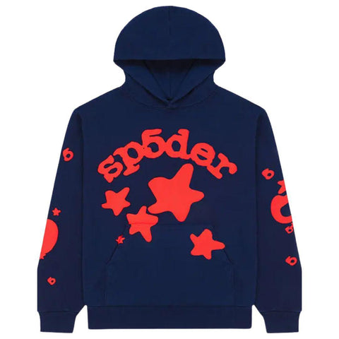 SP5DER BELUGA HOODIE NAVY/RED