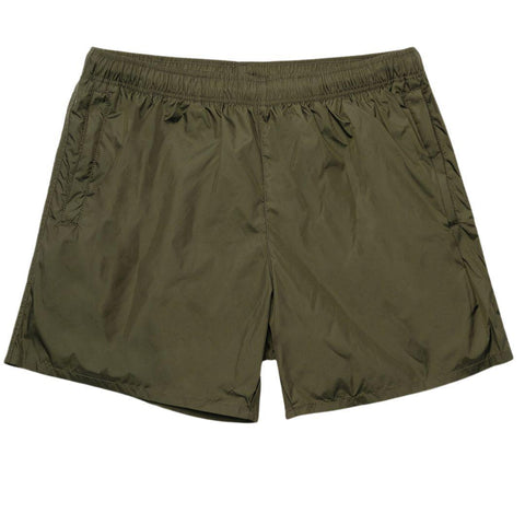 OUR LEGACY DRAPE TECH SWIM TRUNKS OLIVE