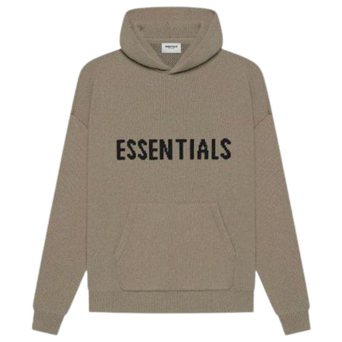 ESSENTIALS FOG KNIT HOODIE TAUPE SS21