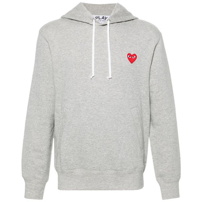 COMME DES GARÇONS PLAY RED EMBLEM HOODIE GREY