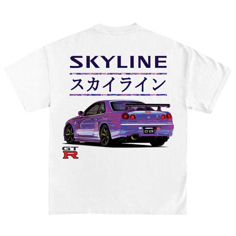 NISSAN SKYLINE GTR JDM GRAPHIC T-SHIRT WHITE