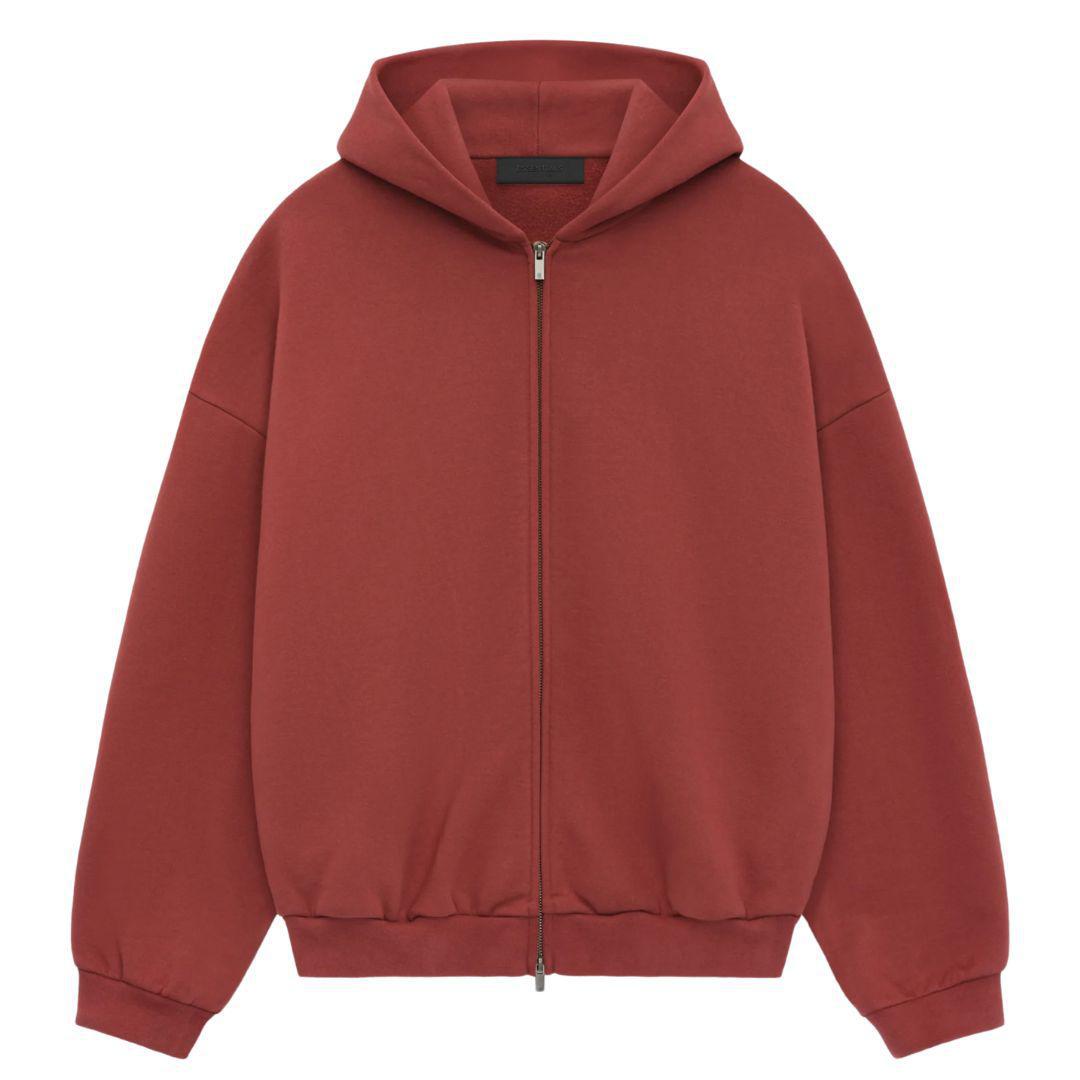 ESSENTIALS FOG FEAR OF GOD STATE LOGO HEAVY ZIP-UP CRIMSON – ONE