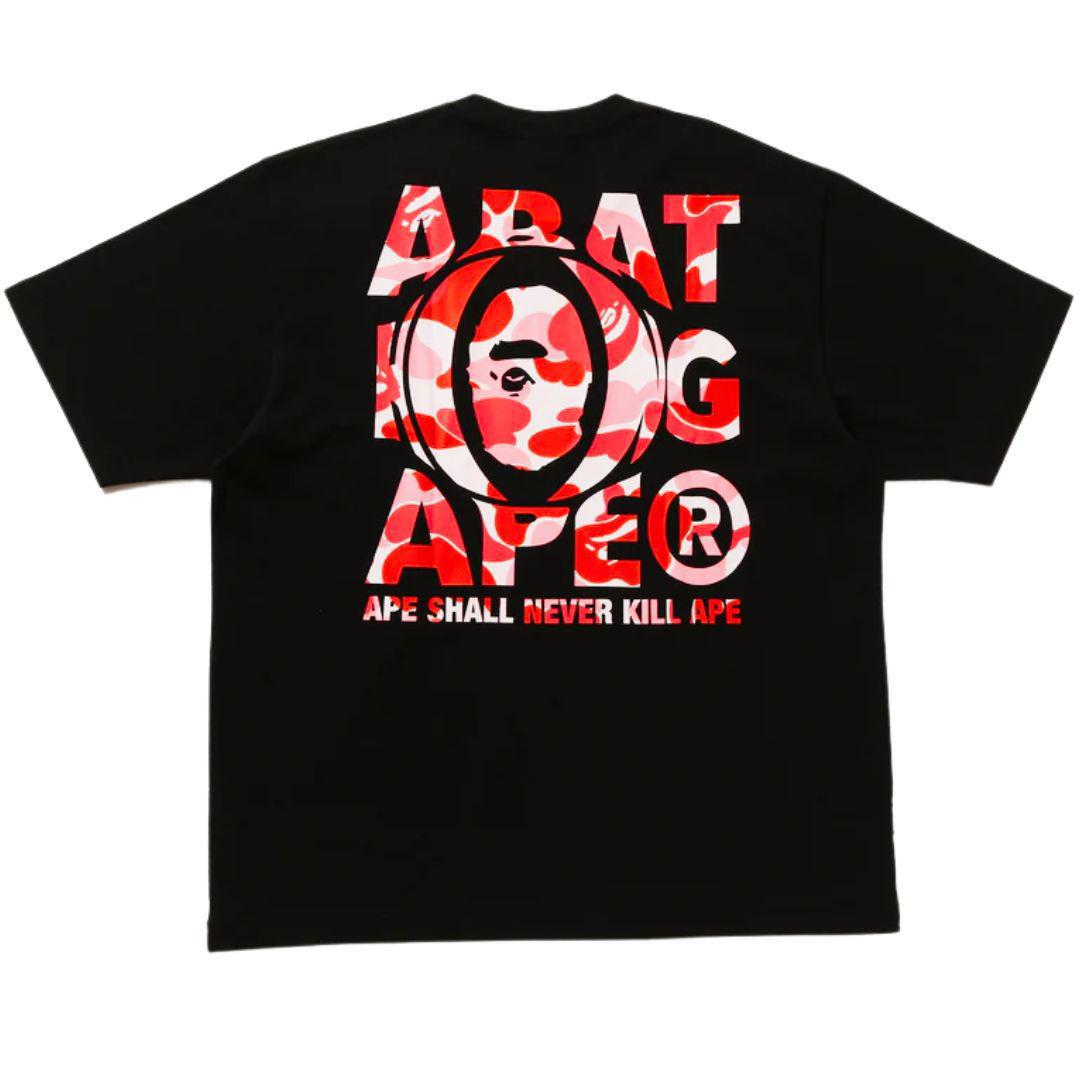 BAPE ABC CAMO APE HEAD RELAXED T-SHIRT BLACK/PINK – ONE OF A KIND