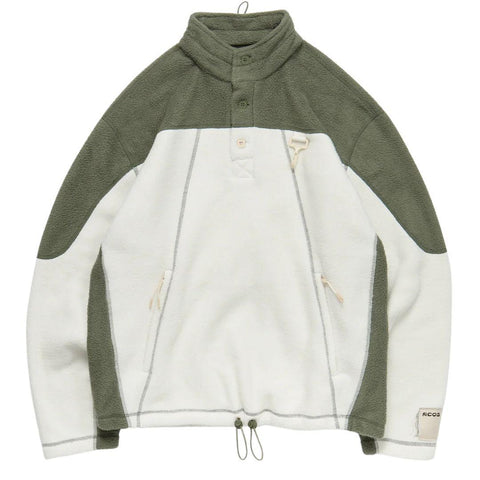 RCOS SHERPA FLEECE COLLARED JACKET OFF WHITE/GREEN
