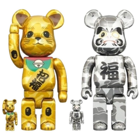 BEARBRICK X BAPE MANEKI NEKO & DURAMA 400% & 100% (4 PIECE SET)