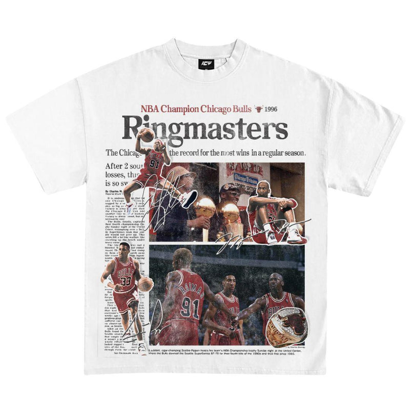 WEARICY CLOTHING 1996 CHICAGO BULLS NBA CHAMPIONS T-SHIRT WHITE