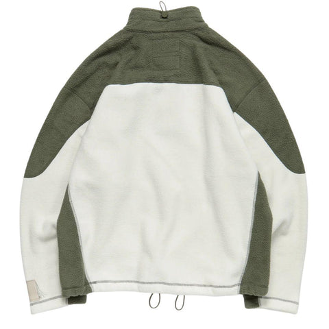 RCOS SHERPA FLEECE COLLARED JACKET OFF WHITE/GREEN