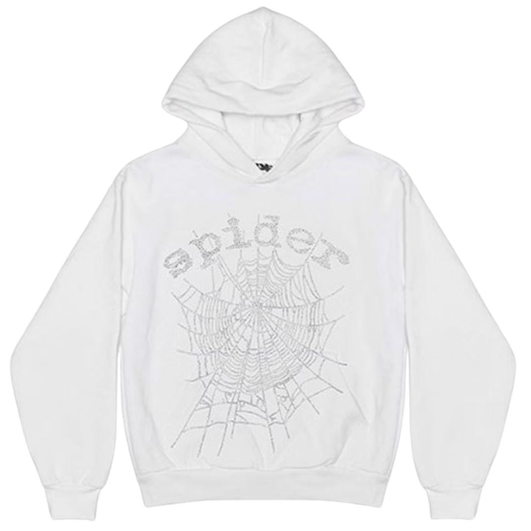 SP5DER OG RHINESTONE HOODIE WHITE – ONE OF A KIND