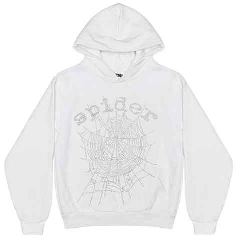 SP5DER OG RHINESTONE HOODIE WHITE