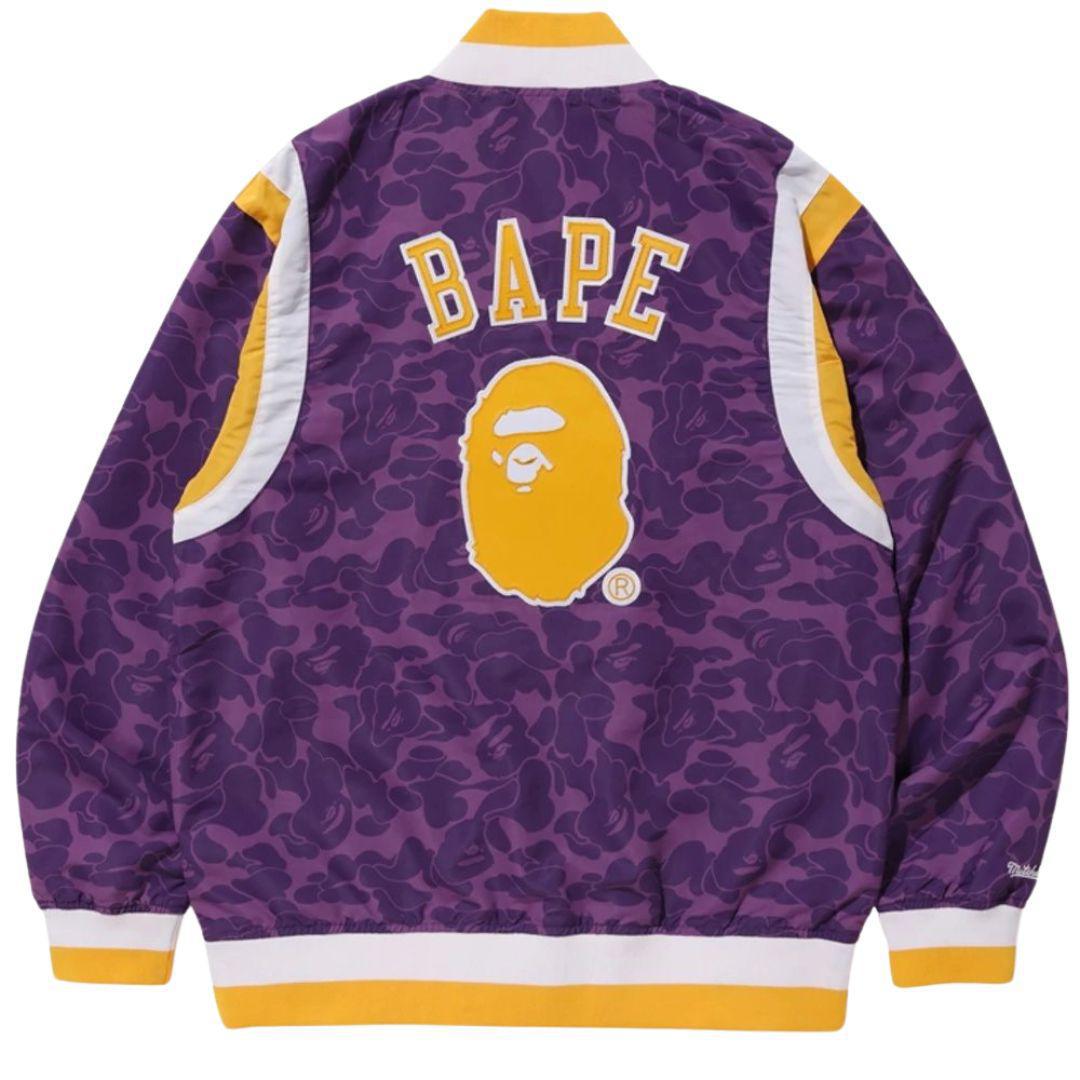 BAPE X MITCHELL NESS LAKERS WARM UP JACKET PURPLE – ONE OF A KIND