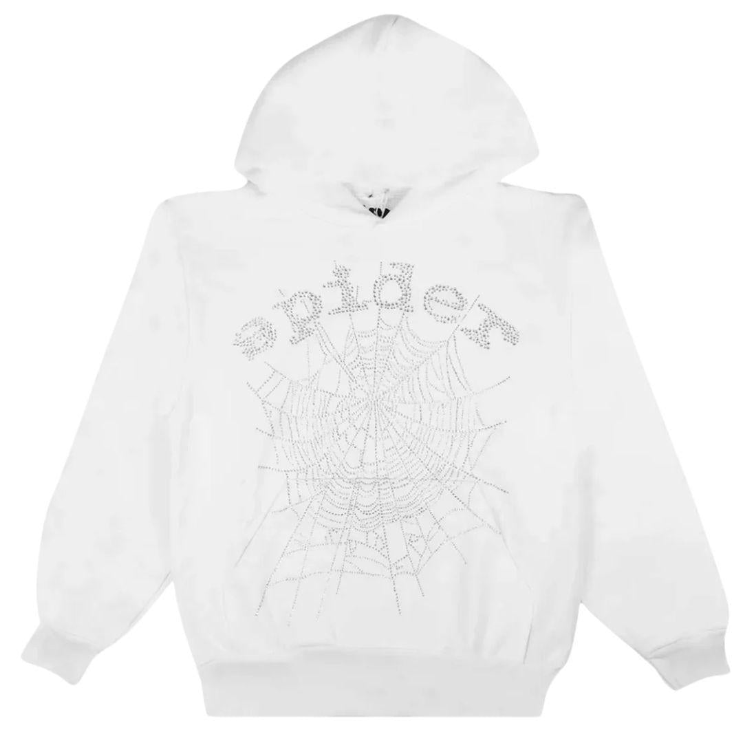 Sp5der OG RhineStone Hoodie VSS 正規 SP5DER OG RHINESTONE HOODIE WHITE – ONE OF A KIND