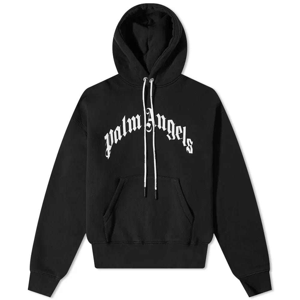 PALM ANGELS CLOTHING PALM ANGELS CURVED LOGO HOODIE BLACK