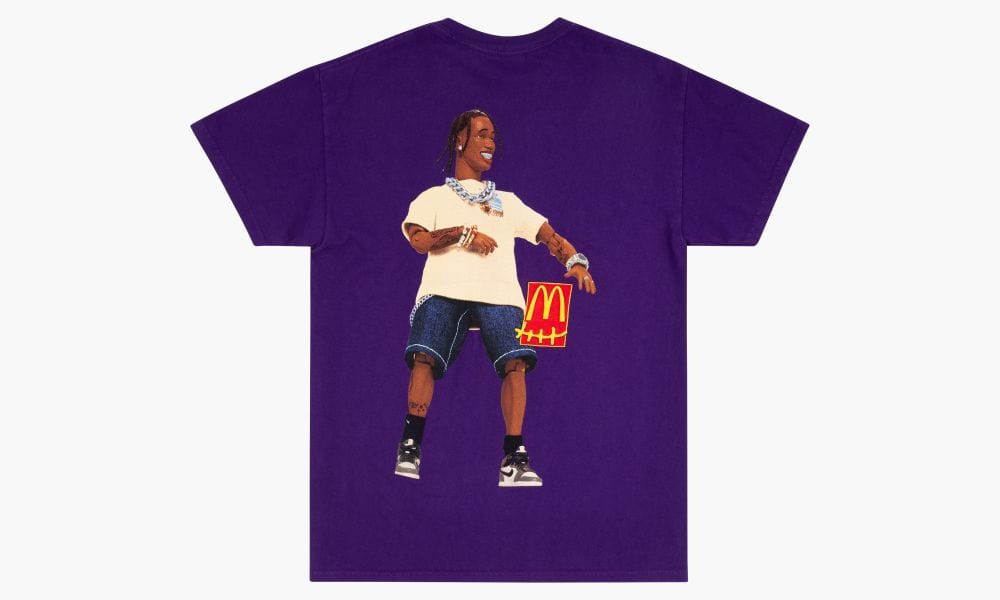 TRAVIS SCOTT CLOTHING TRAVIS SCOTT X MCDONALDS ACTION FIGURE T-SHIRT PURPLE