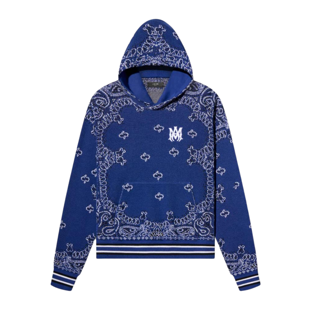 AMIRI BLUE BANDANA B-BALL SWEAT À CAPUCHE